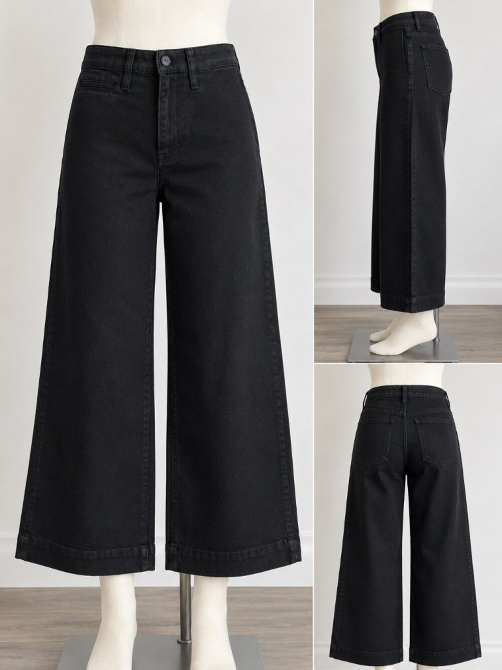 Madewell Women’s 26 Black Emmett Wide Leg Crop High Rise Cotton Pants